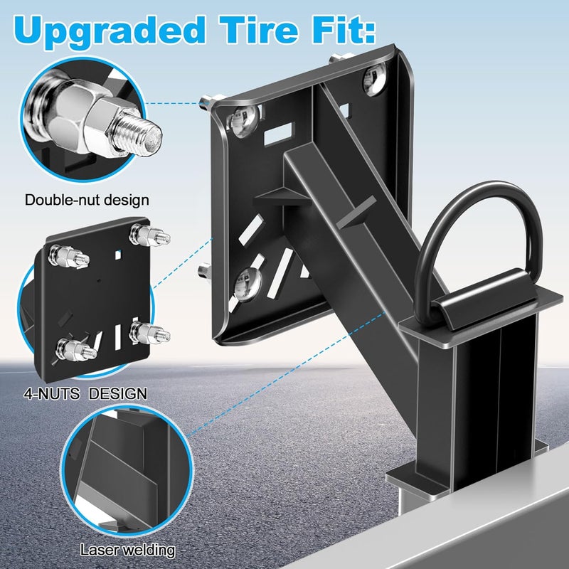 MY RUSTIC Stake Pocket Spare Tire Carrier,Spare Tire Mount Bracket for Trailer or Large Truck Engineering Vehicle,Fits 5 & 6 & 8 Lugs Wheels on 4.5'',4.75'',5.0",5.32",5.5",6.5",6.7",7.1" or 7.9" Bolt Patterns - Image 2